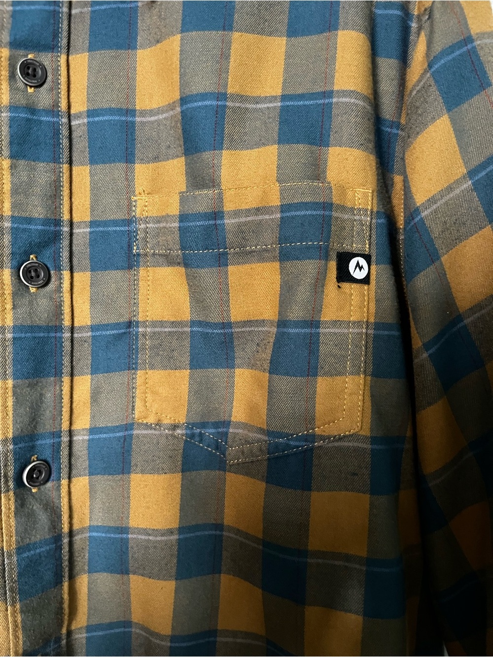 Marmot Plaid Shirt in Mustard and Teal - Picture 4 of 8
